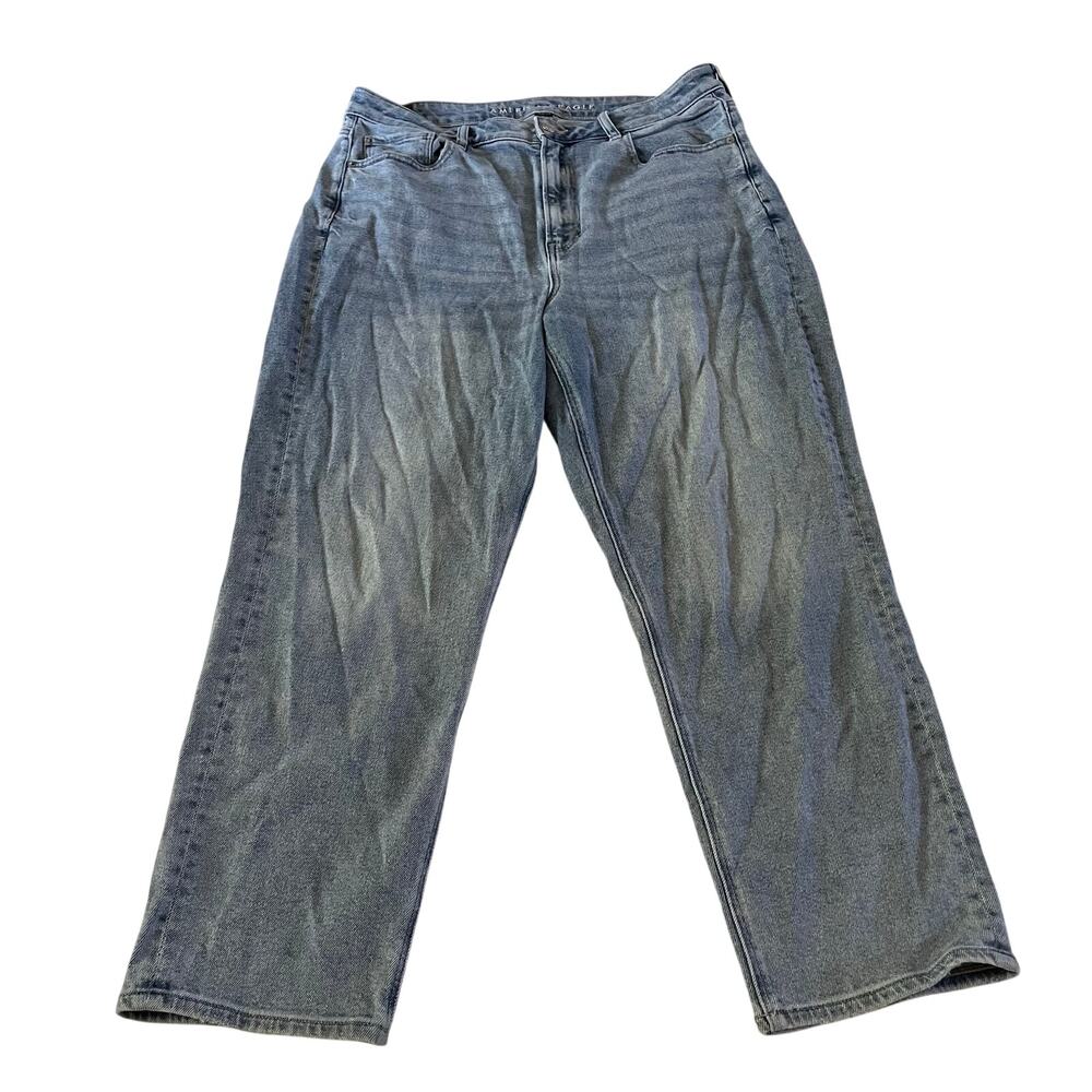 American Eagle Stretch High Rise Mom Straight Jeans Sz 14 Short